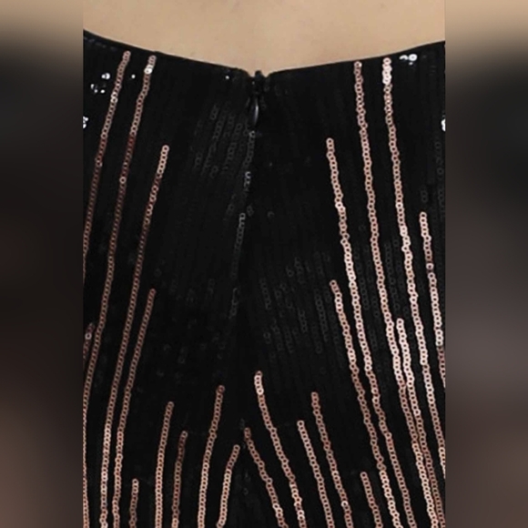 XUCTHHC Sleeveless Black and Rose Gold Sequin Bodycon Gown - Picture 12 of 13